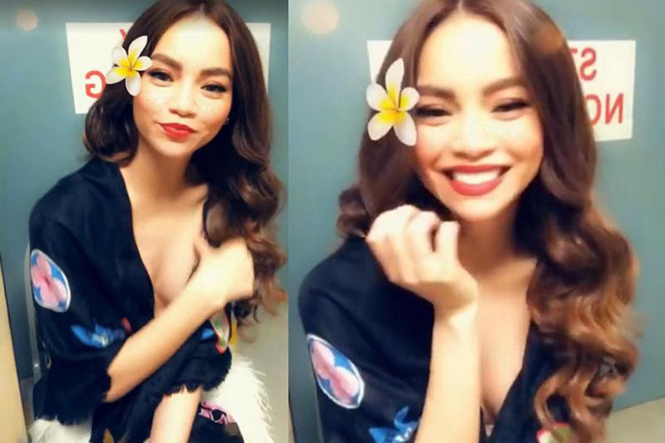 Hồ Ngọc Hà bất ngờ hớ hênh vòng một trong một clip đăng tải vào cuối năm 2018. Ảnh: Khám phá