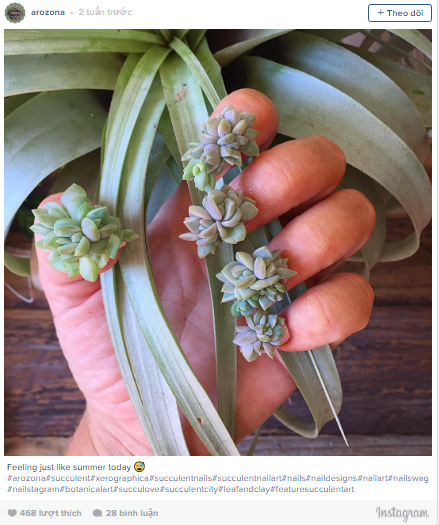 Những mẫu nail gây hot này rất đa dạng. Nhưng điều quan trọng nhất là khi nhìn, những cánh hoa xương rồng phải giống y như thật từ hình dáng đến màu sắc.