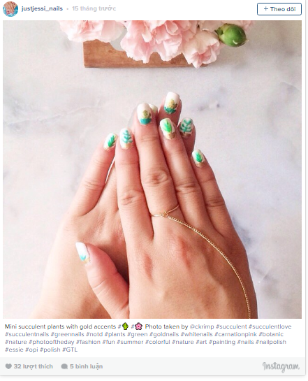 Sự kết hợp của các gam màu sơn sắc xanh mát mắt mang đến vẻ đẹp quyến rũ, lôi cuốn và giúp các bạn gái dễ dàng tạo nên bộ móng tay nhiều họa tiết độc đáo.