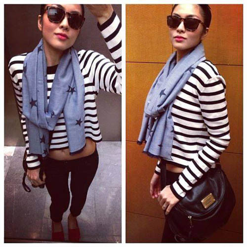 Đôi khi thay đổi mình theo phong cách trẻ trung, Tăng Thanh Hà diện cho mình với quần jean và áo thu đông. Ảnh: tinmoi.vn