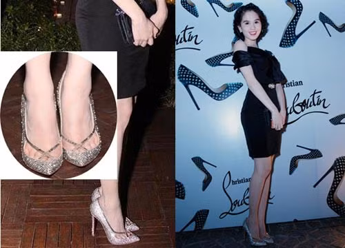Đôi giày mũi nhọn đính đá quý, đế đỏ này của nữ hoàng nội y có giá khoảng 88 triệu đồng thuộc thương hiệu Christian Louboutin.. Ảnh: Zing.