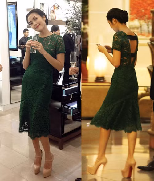 Tăng Thanh Hà tỏa sáng với đôi chân dài miên man trên đôi giày đế đỏ cao lênh khênh. Ảnh: depplus.vn.