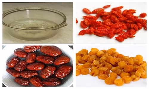 Đây được coi là loại trà tốt cho sức khỏe và nhan sắc của phụ nữ. Để làm loại trà này, bạn cần chuẩn bị 2 lít nước, nửa chén táo đỏ, 1/4 cốc kỷ tử và 10 long nhãn. 