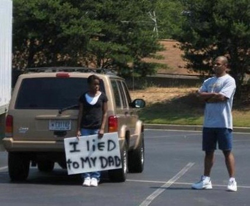 Hình phạt thích đáng cho cô con gái nói dối cha mẹ để đi chơi.