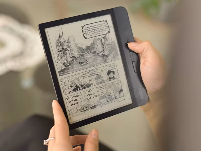 Các nội dung cung cấp cho loại hình thiết bị này cũng rất đa dạng, từ tiểu thuyết cho đến truyện tranh. Việc đọc trên các thiết bị này lâu dài hầu như không gây hại cho mắt bởi chúng sử dụng công nghệ e-ink (mực điện tử) có độ tương phản tốt và không có bức xạ. Ảnh: Kobo