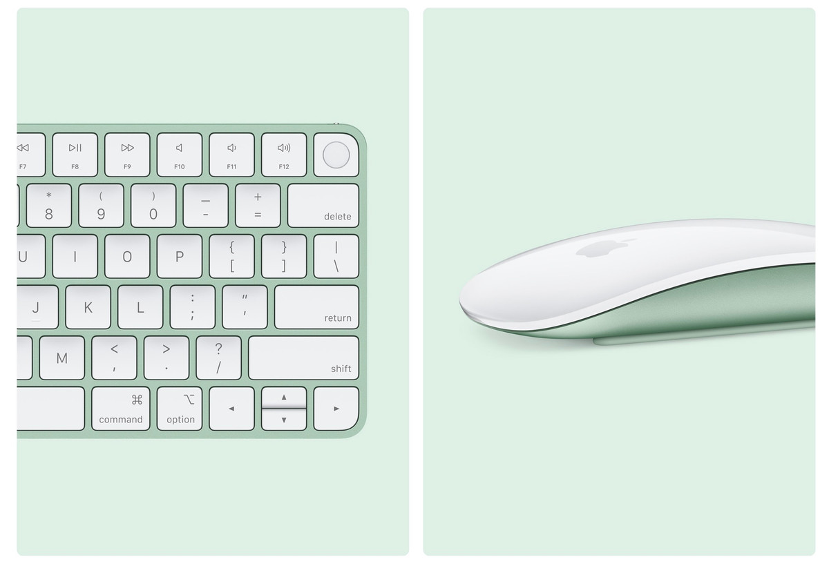 Apple tặng kèm Magic Mouse và Magic Keyboard trong hộp với iMac M4, trong khi Magic Trackpad là bản nâng cấp tùy chọn.
