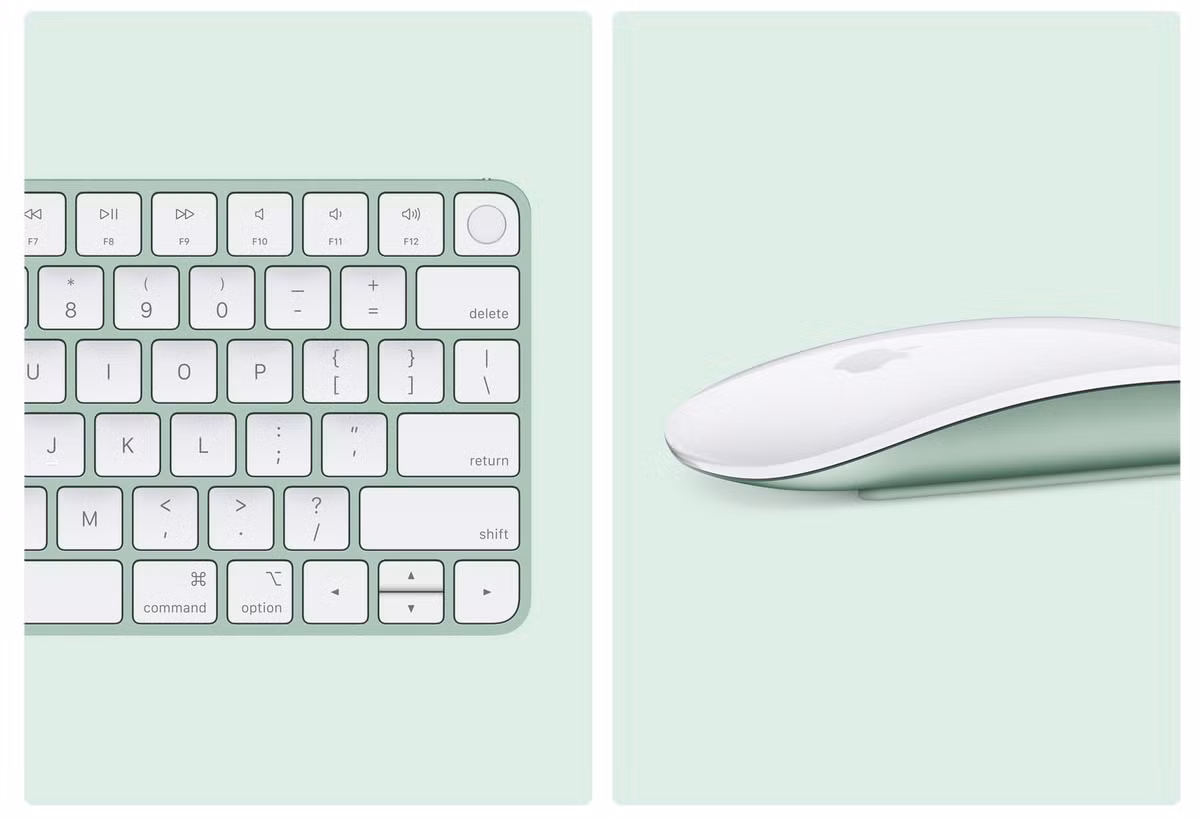 Apple tặng kèm Magic Mouse và Magic Keyboard trong hộp với iMac M4, trong khi Magic Trackpad là bản nâng cấp tùy chọn.