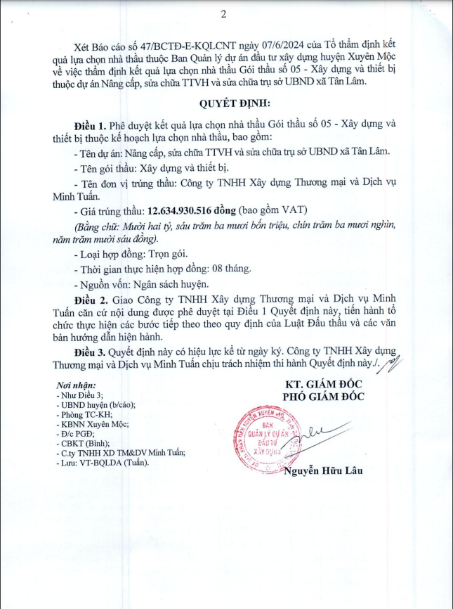 BR-VT: Gói thầu gần 13 tỷ tại Xuyên Mộc về tay Cty Minh Tuấn - Hình 2 BR-VT: Goi thau gan 13 ty tai Xuyen Moc ve tay Cty Minh Tuan-Hinh-2