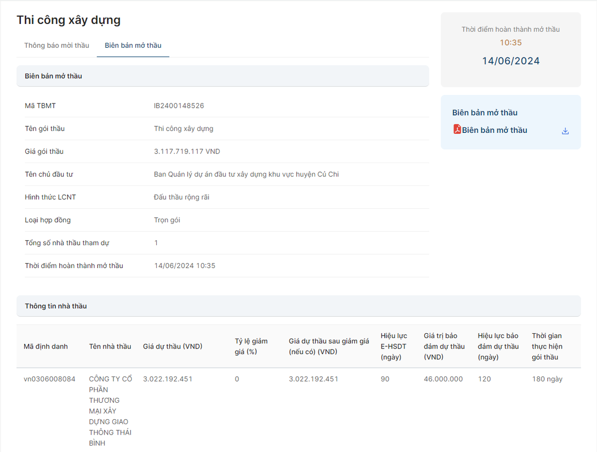 TP. HCM: Chi 1 nha thau du goi thi cong Hem 1014 hon 3 ty