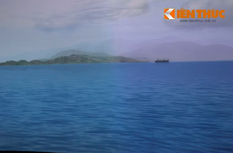 Hình ảnh mô phỏng nhìn từ cabin khi trời yên biển lặng.