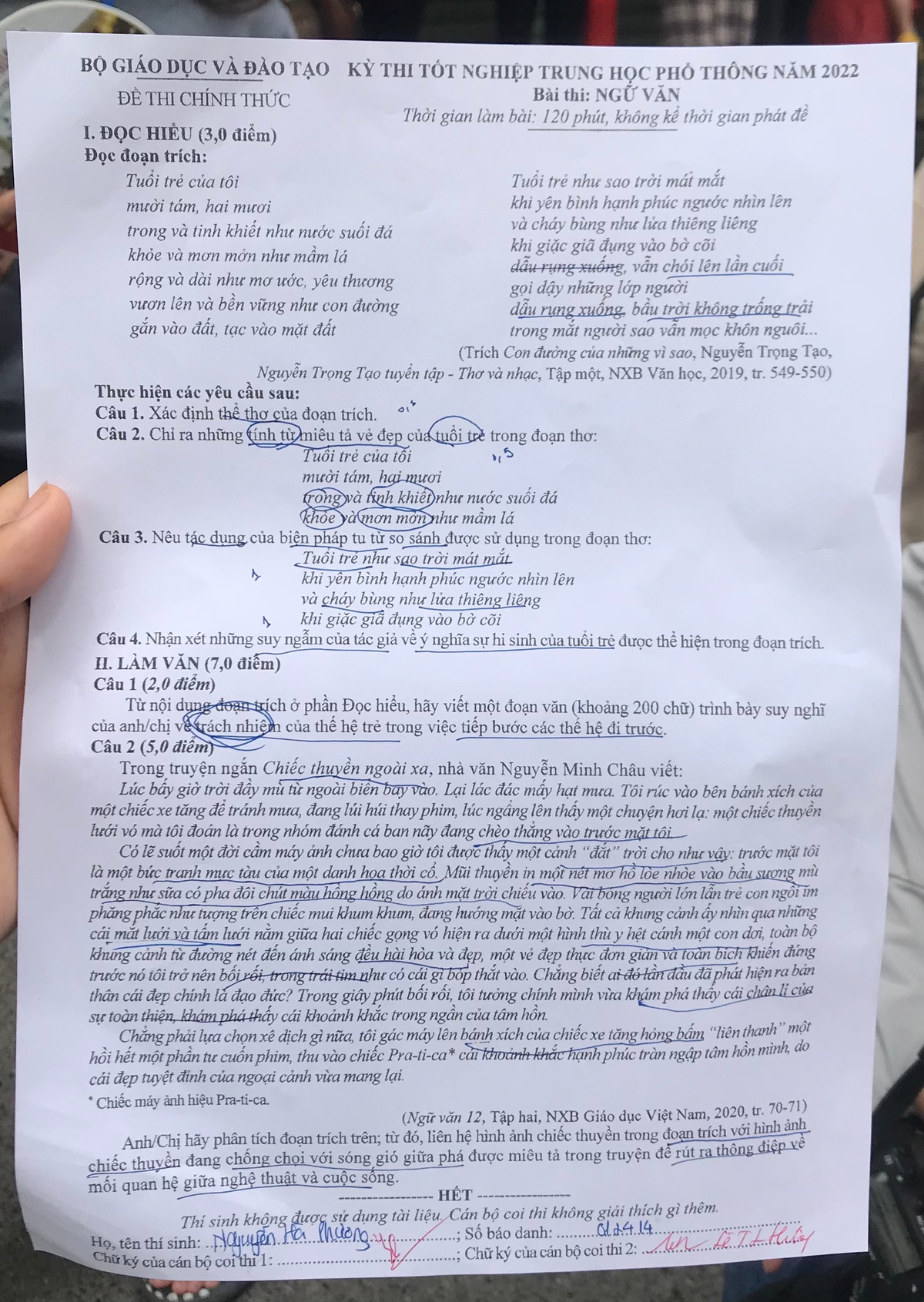 Thi sinh noi gi ve de thi mon Van tot nghiep THPT nam 2022