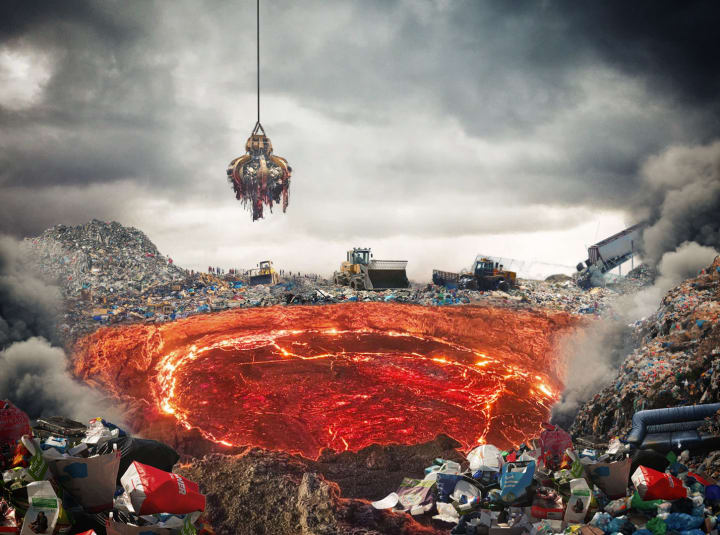 Việc vứt rác xuống núi lửa không phải là giải pháp khả thi để xử lý rác thải. Quá trình này không chỉ tốn kém và nguy hiểm mà còn gây ra nhiều hậu quả tiêu cực cho môi trường và sức khỏe con người. (Ảnh: The What If Show)