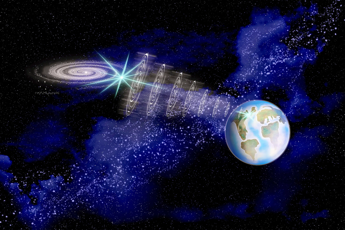 Những đặc tính của va chạm này cũng trùng khớp với dữ liệu FRB đã quan sát được, giúp củng cố giả thuyết này.(Ảnh: Earth.com)