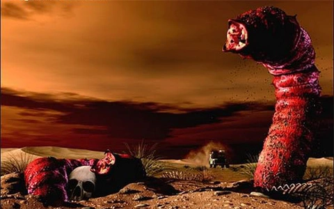 Giun tử thần Mông Cổ, hay allghoi khorkhoi, được mô tả là loài giun dài 1,5 mét, da đỏ, có gai. "Quái vật" này khả năng phóng chất độc hoặc phát sốc điện gây chết người, sống dưới cát sa mạc Gobi. (Ảnh:Dân Việt)