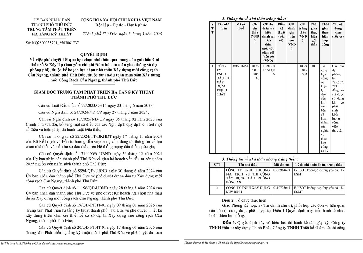 TPHCM: Goi thau gan 11 ty xay cong Rach Cau Ngang ve tay ai?