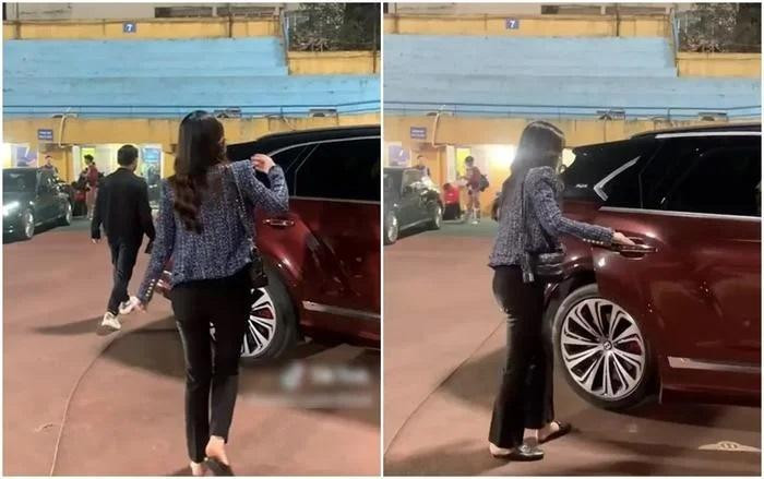 Khoảnh khắc Hoa hậu Đỗ Mỹ Linh phải đi sau, tự mở cửa xe ô tô để ra về vì chồng vào trước từng dấy lên tranh cãi.