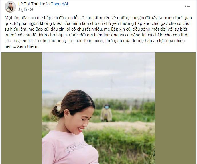 Kèm theo đó, chị Thu Hòa đăng kèm hình ảnh lúc cô đang mang thai bé Bắp.