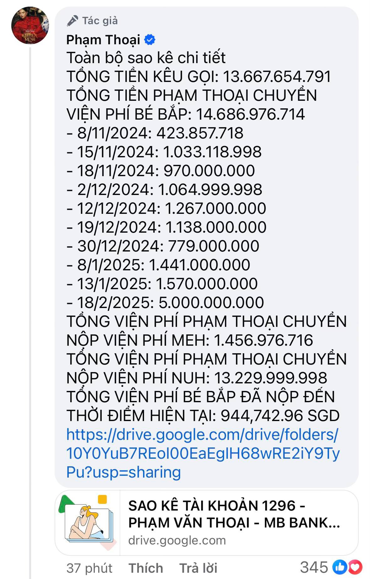 Liên quan đến vụ ồn ào từ thiện, sau phiên livestream phản bác những tin đồn cũng như cung cấp sao kê đến cộng đồng mạng, nhiều nghi vấn, tranh cãi tiếp tục nổ ra. Phạm Thoại vẫn phải tiếp tục lên tiếng sau phiên livestream, đồng thời tung sao kê tài khoản.
