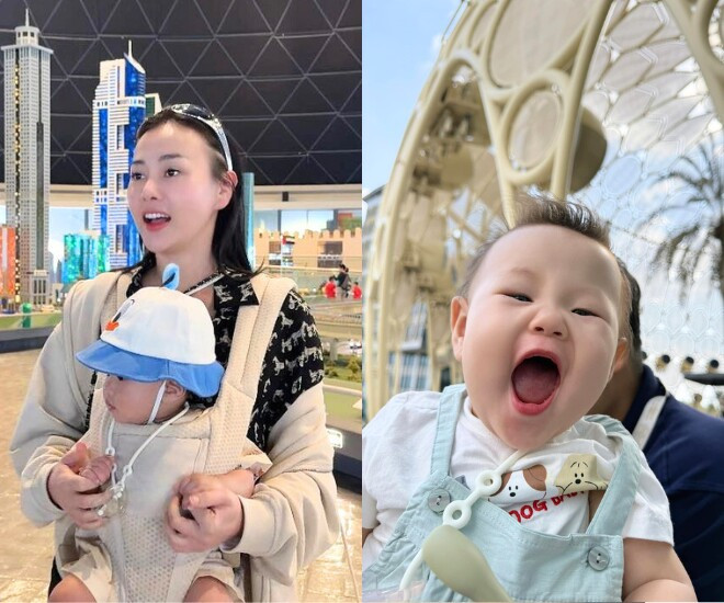 Mới đây, Phương Oanh đăng tải loạt ảnh đáng yêu của cặp song sinh Jimmy - Jenny trong chuyến du lịch Dubai cùng bố mẹ. Đây là lần xuất ngoại đầu tiên của hai nhóc tì.