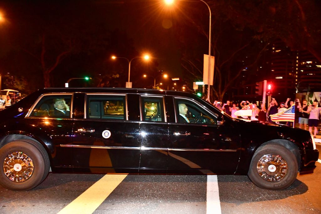 Theo thông tin mới nhất, ông Trump đã tới Khách sạn Shangri-La. Ảnh: ST.