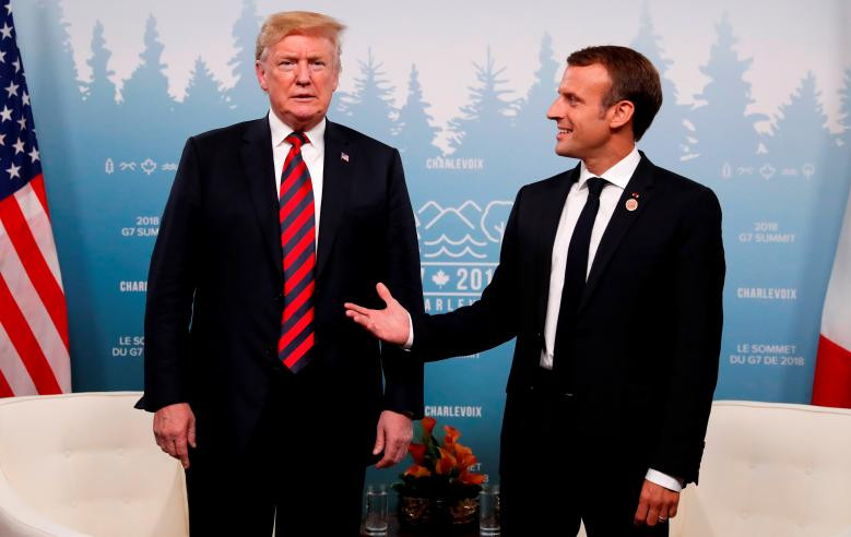 Tổng thống Trump và người đồng cấp Pháp Emmanuel Macron trong một cuộc gặp song phương bên lề G7.