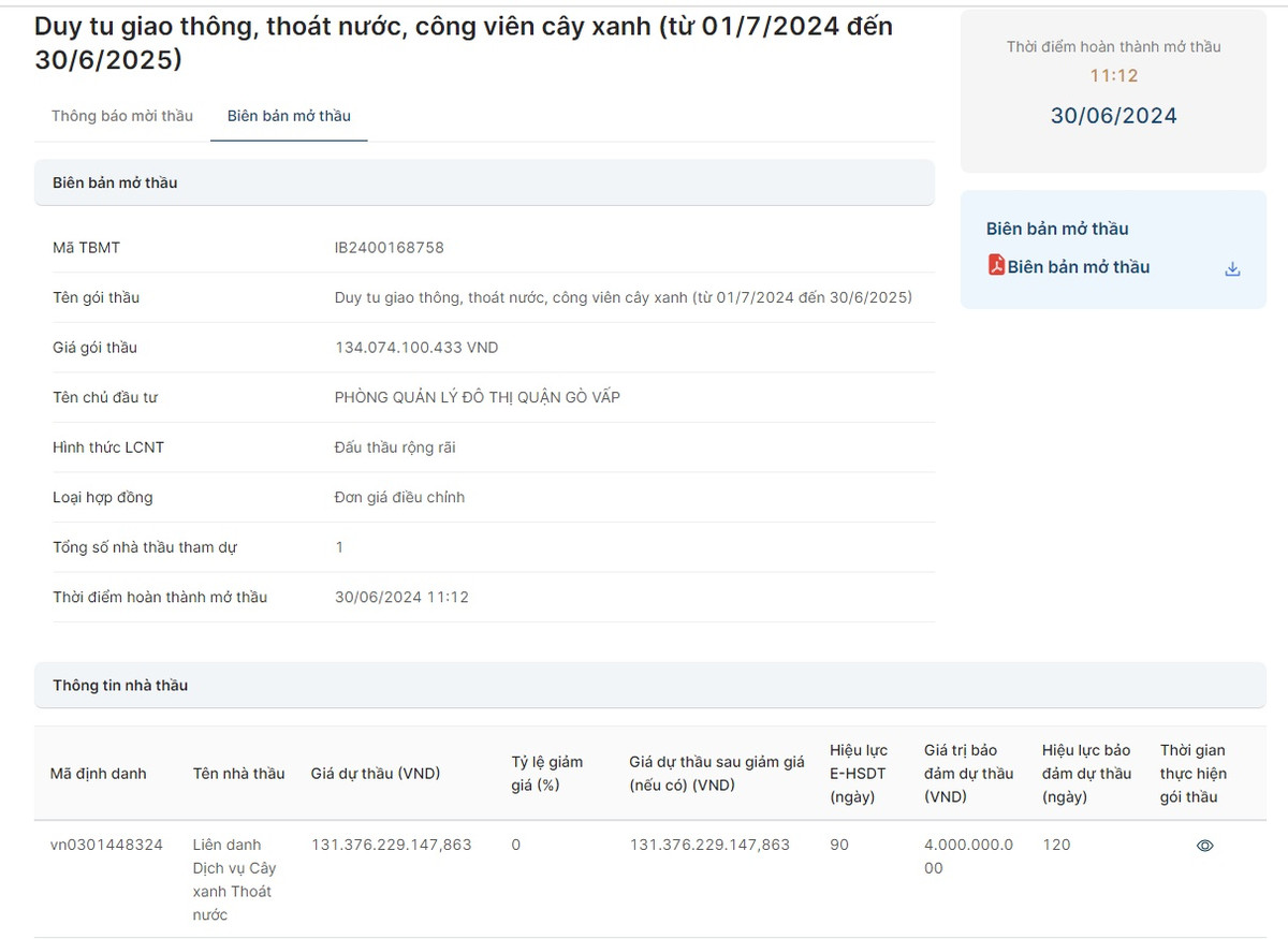 TP HCM: 1 liên danh dự gói thầu hơn 134 tỷ đồng tại Gò Vấp TP HCM: 1 lien danh du goi thau hon 134 ty dong tai Go Vap