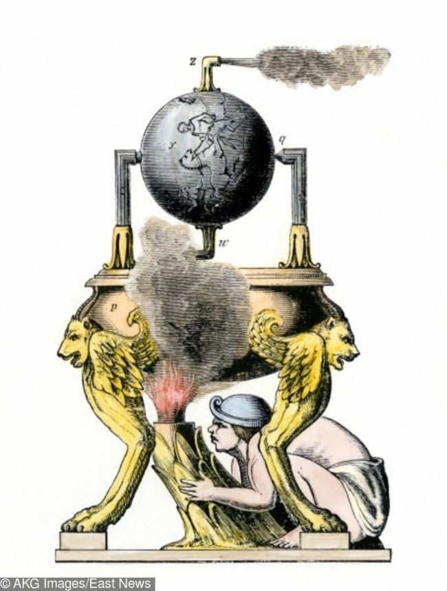 Những ngôi đền với cánh cửa mở tự động đã xuất hiện ở Hy Lạp cổ đại. Phát minh vượt thời đại này là của Heron. Ông chính là người đầu tiên phát minh ra động cơ hơi nước. Thiết bị này được gọi là aeolipile hay "cỗ máy Heron". Aeolipile là một mô hình gồm có một khối cầu được bố trí và sắp xếp để xoay xung quanh trục, bên dưới có nước và các đường ống.