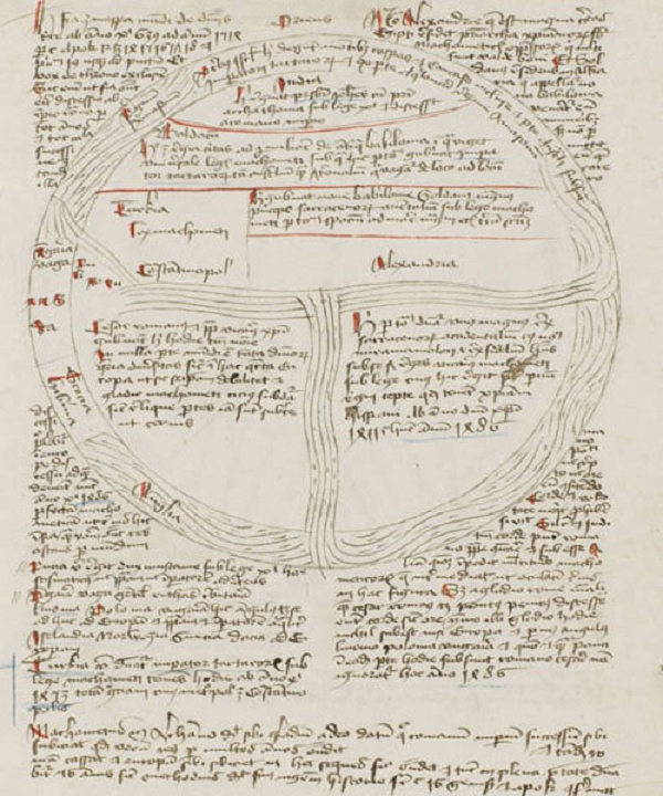 Một tấm bản đồ khác vẽ hình cánh cổng địa ngục mở ra vào Ngày phán quyết, được tác giả dự đoán diễn ra năm 1651.