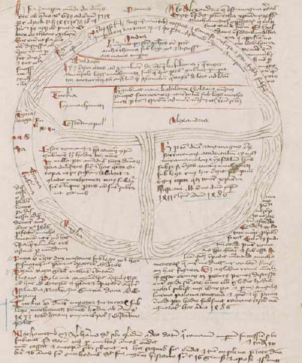 Một tấm bản đồ khác vẽ hình cánh cổng địa ngục mở ra vào Ngày phán quyết, được tác giả dự đoán diễn ra năm 1651.