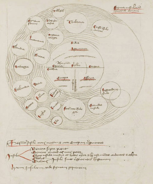 Phần chữ miêu tả sự trỗi dậy của đạo Hồi. Những tấm bản đồ tiếp theo mô tả "lưỡi kiếm Hồi giáo" càn quét châu Âu sau sự trỗi dậy của đạo Hồi bằng hình tam giác lớn kéo dài đến hai cực.