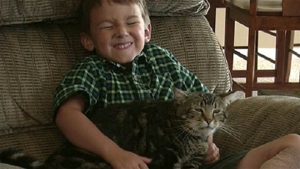 2. Một cậu bé tên là Jeremy cũng đã được mèo cưng xả thân lao ra cứu sống khi bất ngờ bị một con chó nhà hàng xóm hung hãn tấn công. Jeremy đang đạp xe ở trước sân nhà thì con chó lao đến cắn vào chân Jeremy, lôi cậu bé rơi khỏi xe.