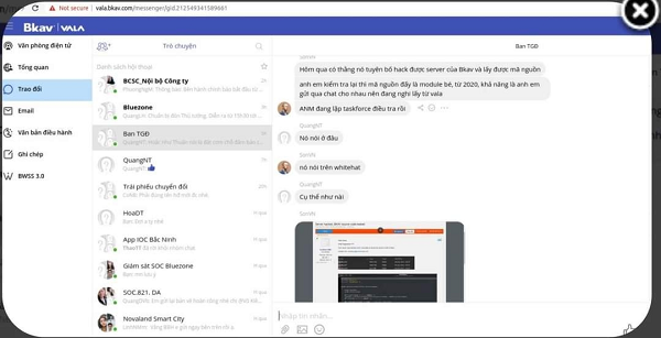 Cụ thể, hacker này tuyên bố đã thâm nhập thành công "VALA", trang văn phòng điện tử do BKAV phát triển để nhân viên thảo luận về công việc.