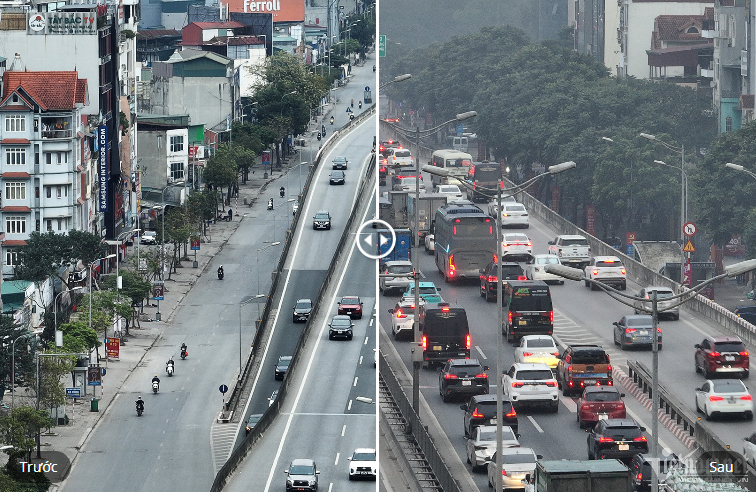 Tại đường vành đai 3 trên cao, ở cả hai chiều đều thưa thớt phương tiện đi lại. Ô tô có thể lưu thông ở tốc độ 80km/h. Đây là tốc độ mà ngày thường không thể đạt được trên tuyến đường này.