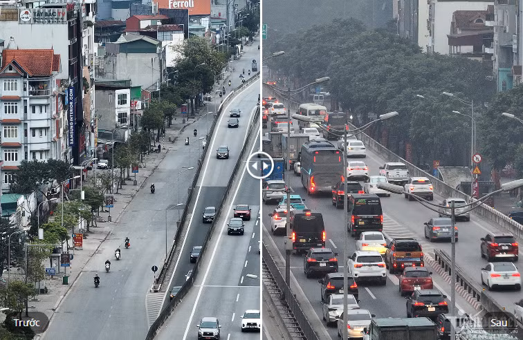 Tại đường vành đai 3 trên cao, ở cả hai chiều đều thưa thớt phương tiện đi lại. Ô tô có thể lưu thông ở tốc độ 80km/h. Đây là tốc độ mà ngày thường không thể đạt được trên tuyến đường này.