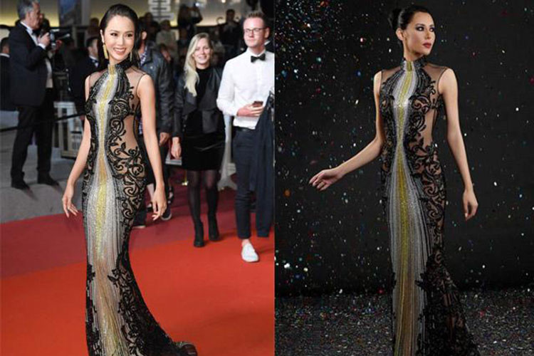 Tuy nhiên, các tín đồ thời trang phát hiện NTK Elie Saab không có mẫu váy nào mà Vũ Ngọc Anh mặc. Váy người đẹp diện là sản phẩm của thương hiệu Labourjoisie.