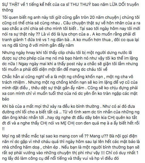 Thu Thuy bi to lua du luan ve hon nhan voi chong cu