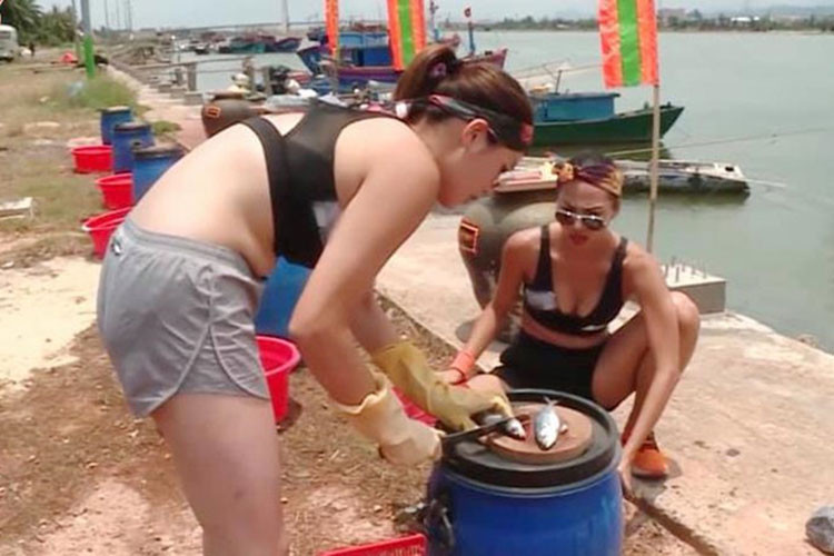 Khi tham gia Cuộc đua kỳ thú, Kỳ Duyên tiếp tục để lộ vòng hai kém săn chắc. Ảnh: Vietnamnet