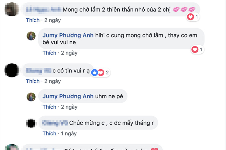 Phương Anh - em gái của Nhã Phương từng được cho là xác nhận tin bầu bí của chị gái khi đáp lại lời bình luận “chờ 2 thiên thần nhỏ của 2 chị”.