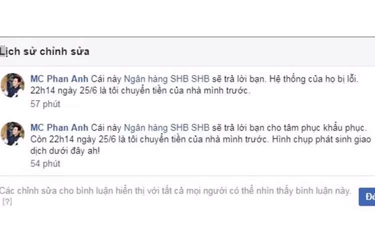 Trước nghi vấn ăn chặn tiền từ thiện, Phan Anh giải thích nguyên nhân phát sinh sai sót là do lỗi hoạt động của ngân hàng. Nam MC cũng yêu cầu mọi người không tiếp tục tung những tin đồn chưa được xác minh. Ảnh: Infonet