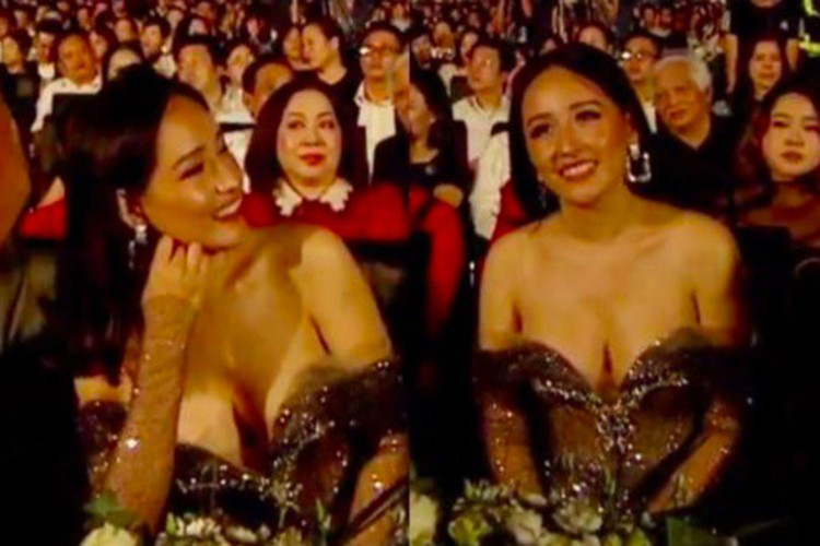 Liên quan đến sự cố suýt hớ hênh vòng một, Mai Phương Thúy chia sẻ: "Vụ váy với áo, mình biết sai rồi. Lần sau sẽ trùm kín nên mọi người thứ lỗi nhé". Ảnh: VTC