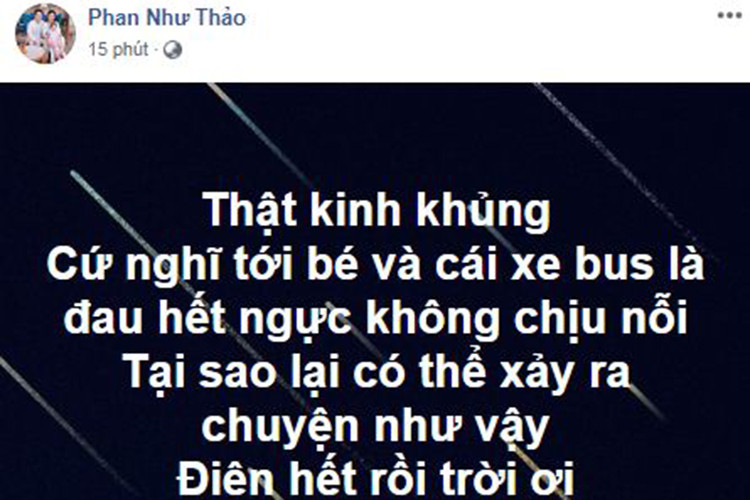 Phan Như Thảo không khỏi bàng hoàng trước thông tin học sinh lớp 1 thuộc trường Gateway bị nghi bỏ quên trên xe đưa đón dẫn đến tử vong.