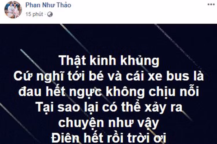 Phan Như Thảo không khỏi bàng hoàng trước thông tin học sinh lớp 1 thuộc trường Gateway bị nghi bỏ quên trên xe đưa đón dẫn đến tử vong.
