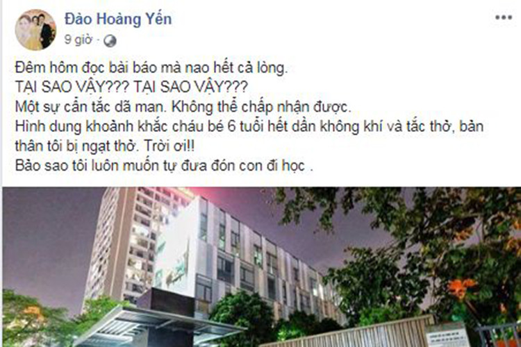 Diễn viên Đào Hoàng Yến bàng hoàng trước cái chết của cháu bé bị bỏ quên trên xe buýt.