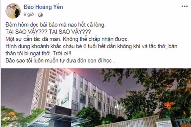 Diễn viên Đào Hoàng Yến bàng hoàng trước cái chết của cháu bé bị bỏ quên trên xe buýt.