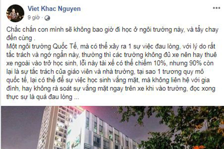Ca sĩ Khắc Việt khẳng định sẽ không bao giờ cho con học tại trường Gateway.
