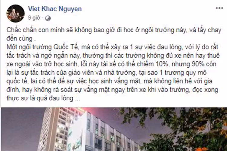 Ca sĩ Khắc Việt khẳng định sẽ không bao giờ cho con học tại trường Gateway.