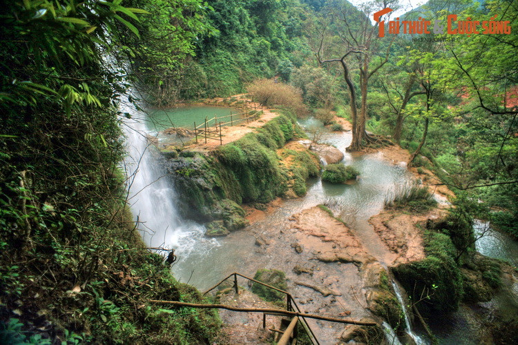 Từ trên đỉnh thác, có thể phóng tầm mắt ra ngắm nhìn toàn cảnh núi rừng hùng vĩ bao quanh dòng thác.