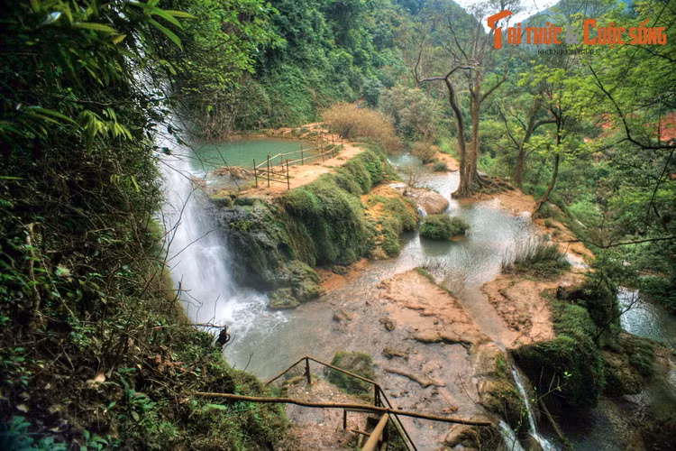 Từ trên đỉnh thác, có thể phóng tầm mắt ra ngắm nhìn toàn cảnh núi rừng hùng vĩ bao quanh dòng thác.