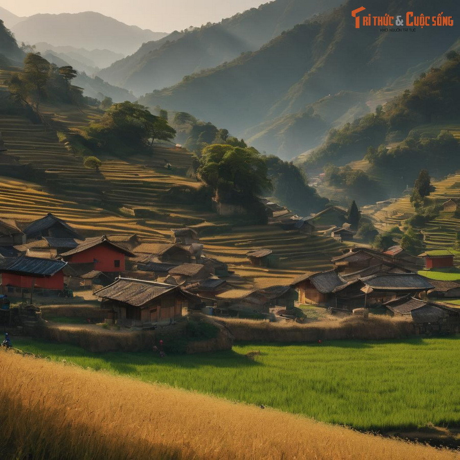 Bản làng và ruộng bậc thang ở Sa Pa.