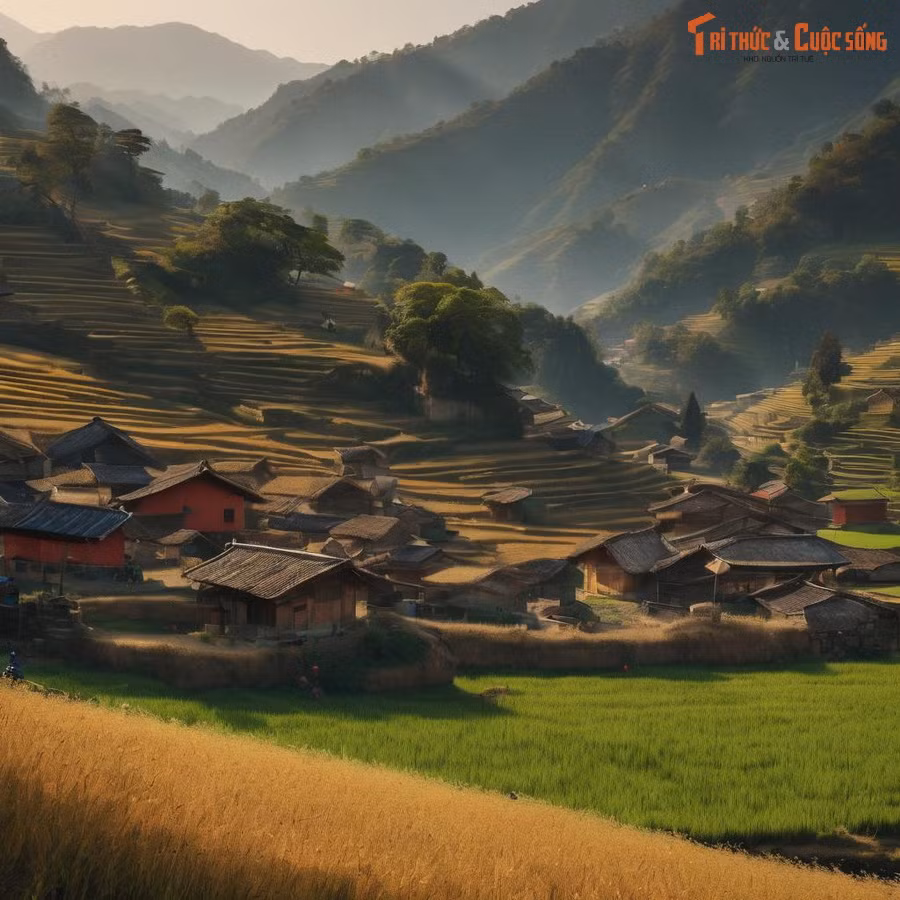 Bản làng và ruộng bậc thang ở Sa Pa.